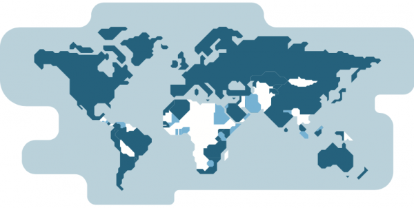 Map graphic highlighting countries that provide eduroam
